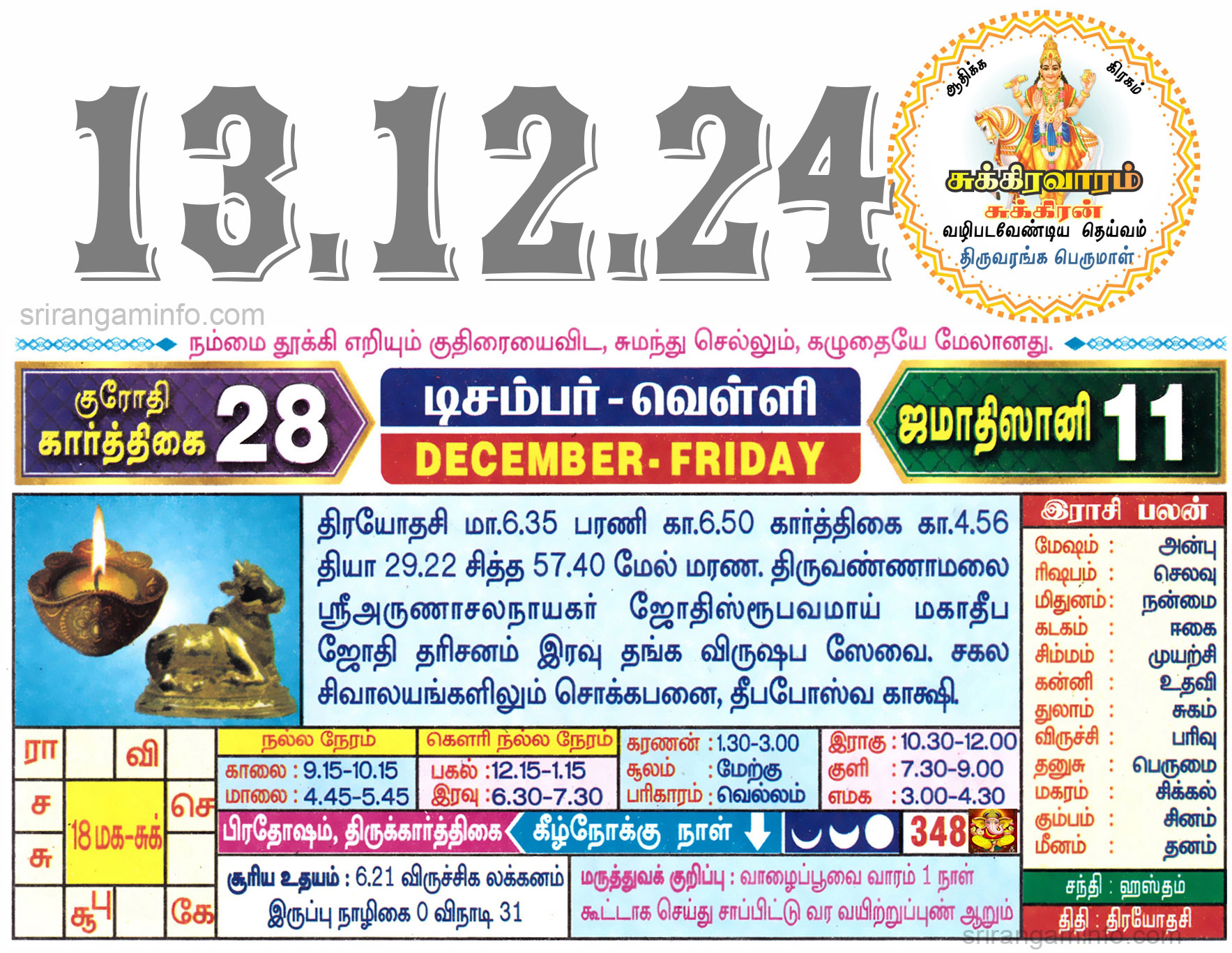 Tamil daily Calendar, Tamil Calendar